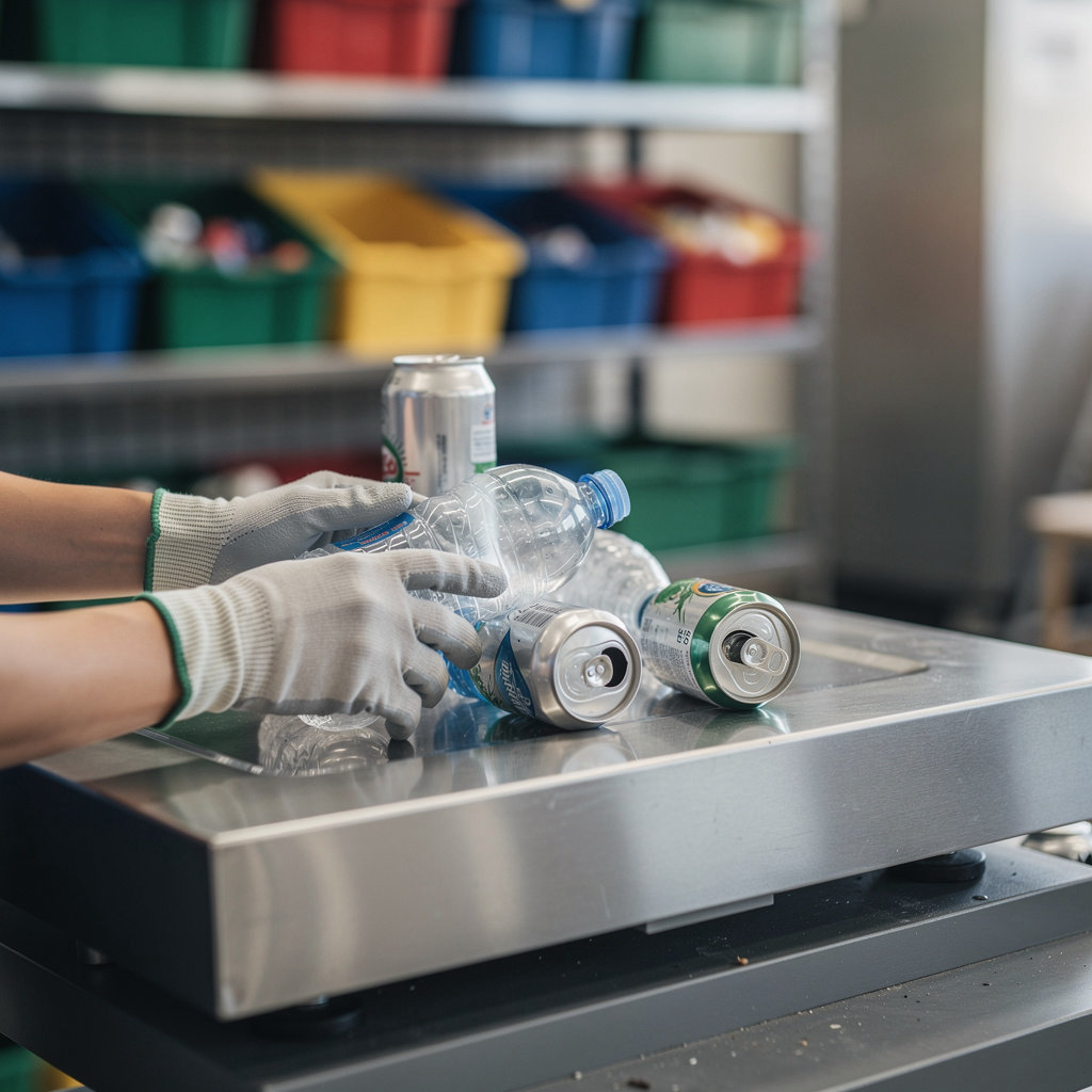 San Diego CRV Buyback Center San Diego - sorting aluminum cans and plastic bottles for CRV redemption